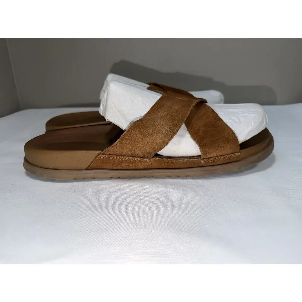 Ugg Wainscott Men’s Size 12 / EUR 46 Tan Suede Cross Strap Slides Sandals